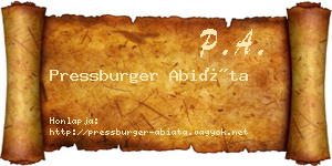 Pressburger Abiáta névjegykártya